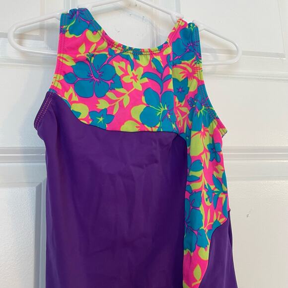 GK Gymnastics Leotard Purple Floral - Picture 1 of 5